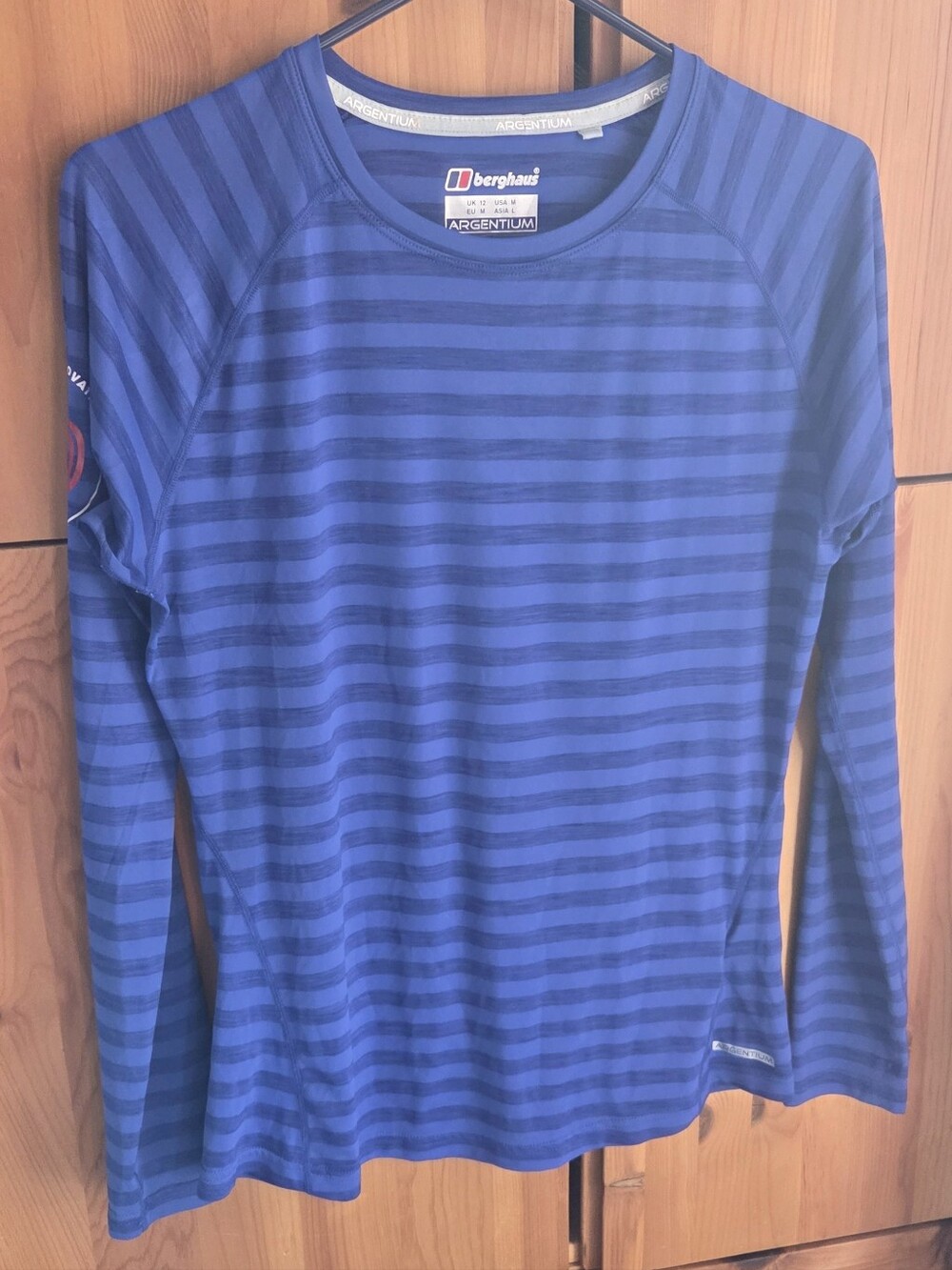 Berghaus Argentium Women's Blue Striped Libg Sleeve Tech Tee Size Medium
